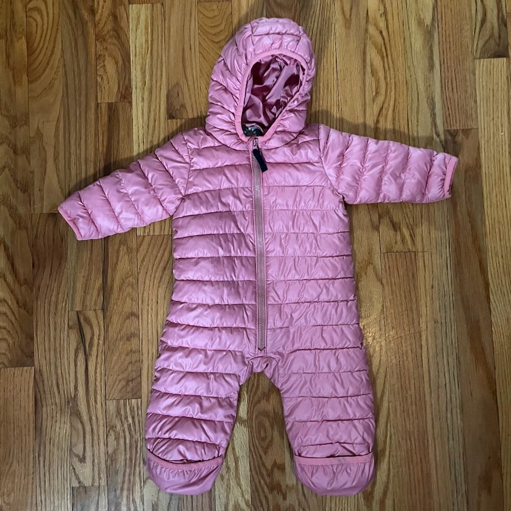 Primary Baby Puffer Suit | 0-6 months in pink/rose